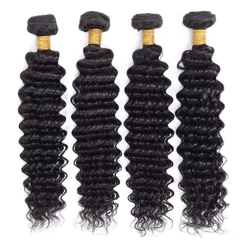 10A Grade 4 Bundles Deep Wave Natural Black Brazilian Virgin Hair - Doaburu Hair