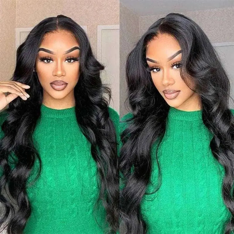 13x6 Transparent Lace Frontal Body Wave Wigs Natural Black - Doaburu Hair
