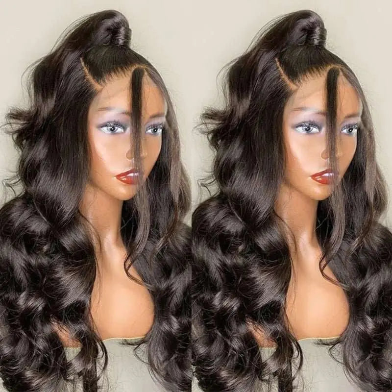 13x6 Transparent Lace Frontal Body Wave Wigs Natural Black - Doaburu Hair