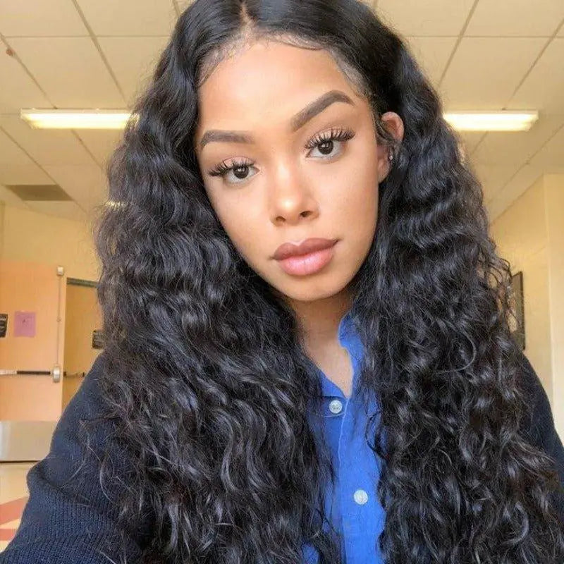 13x6 Transparent Lace Frontal Deep Curly Wigs Natural Black - Doaburu Hair