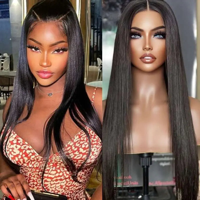 13x6 Transparent Lace Frontal Straight Wigs Natural Black - Doaburu Hair