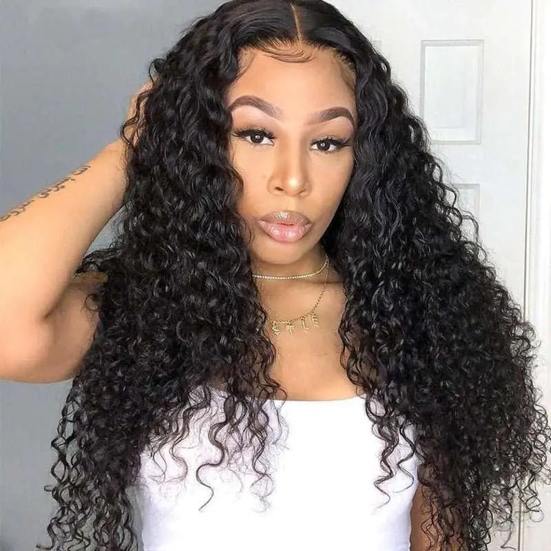 13x6 Transparent Lace Frontal Water Wave Wigs Natural Black - Doaburu Hair