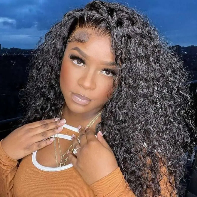 360 Lace Frontal Wig Water Wave Virgin Hair Natural Black Pre-Plucked - Doaburu Hair