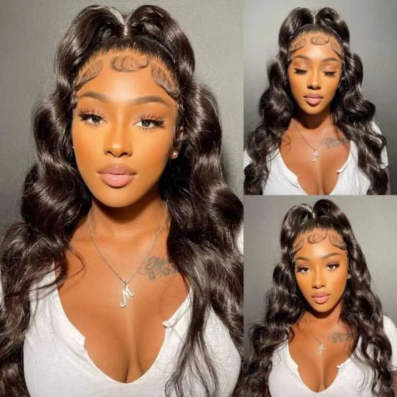 360 Lace Frontal Wig Body Wave Brazilian Virgin Hair Natural Black Pre-Plucked - Doaburu Hair
