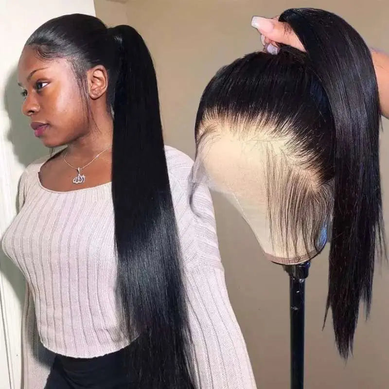 360 Lace Frontal Wig Straight Hair Virgin Hair Natural Black Pre-Plucked - Doaburu Hair