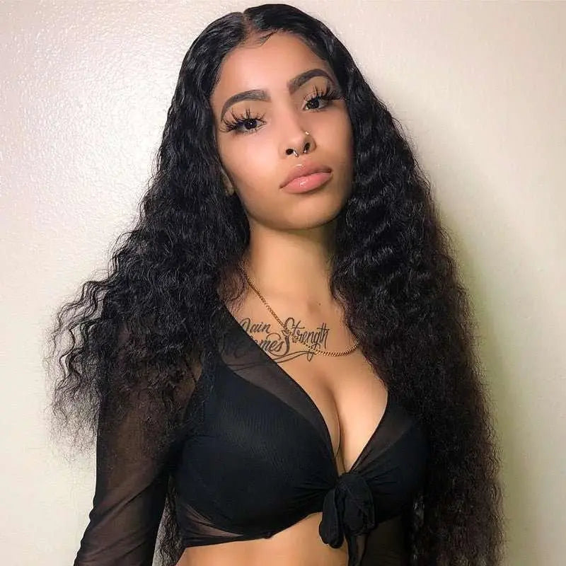4x4 Transparent Lace Closure Deep Wave Wigs Brazilian Human Hair - Doaburu Hair