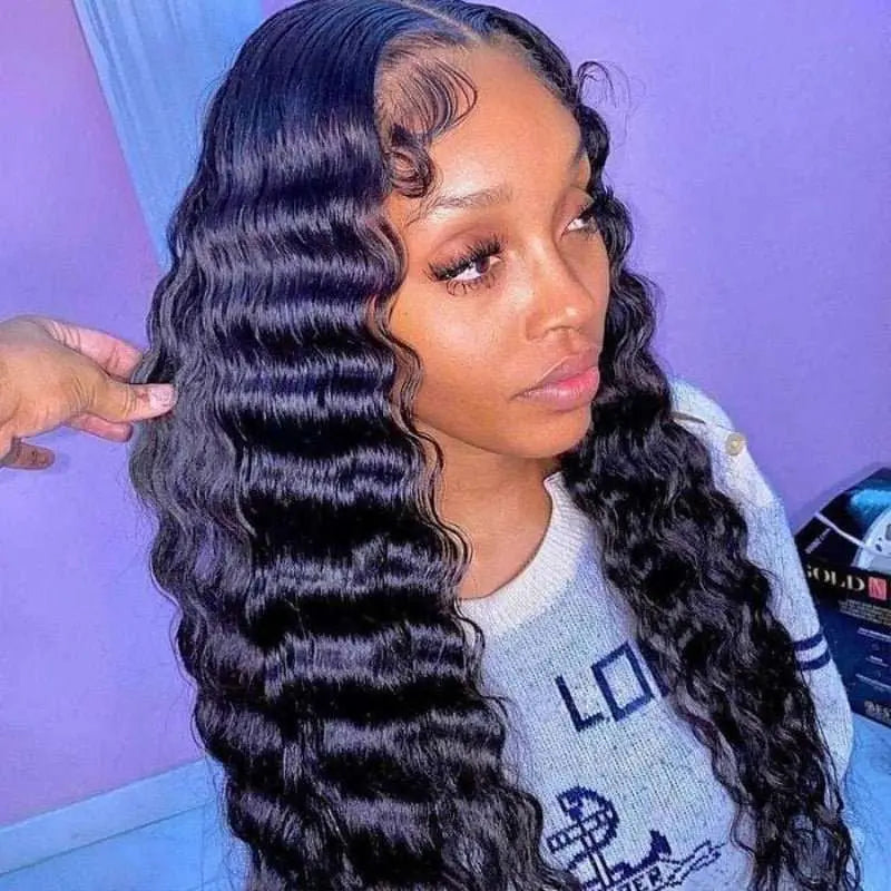 4x4 Transparent Lace Closure Deep Wave Wigs Brazilian Human Hair - Doaburu Hair