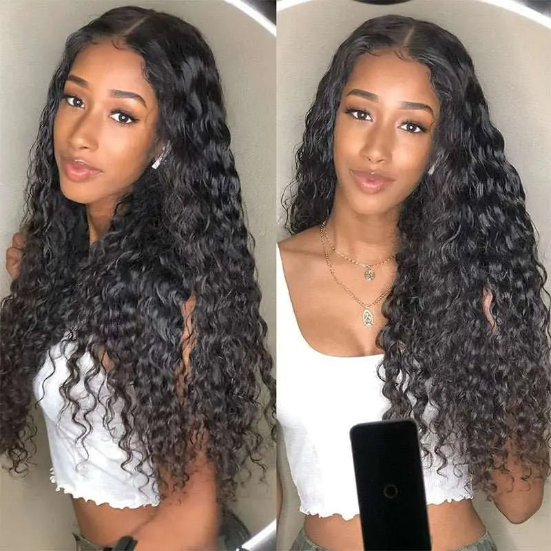 4x4 Transparent Lace Closure Water Wave Wigs Virgin Human Hair - Doaburu Hair