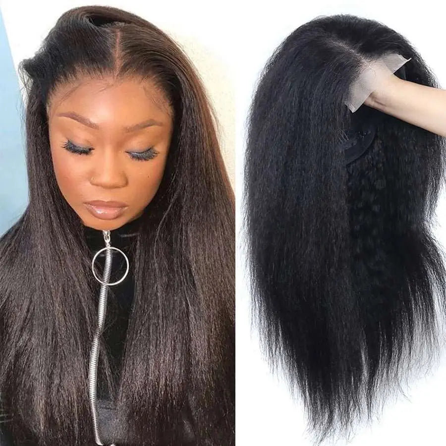4x4 Transparent Lace Closure Yaki Straight Wigs Virgin Human Hair - Doaburu Hair