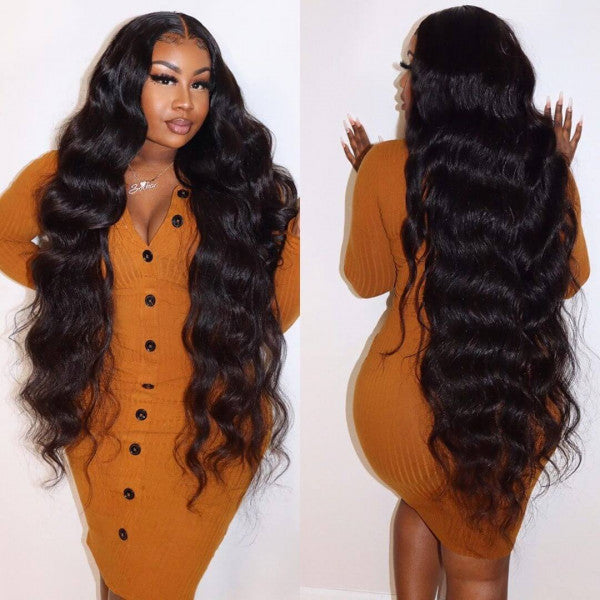 Glueless Wig Body Wave Transparent 13*4 Lace Frontal Wigs Natural Black - Doaburu Hair