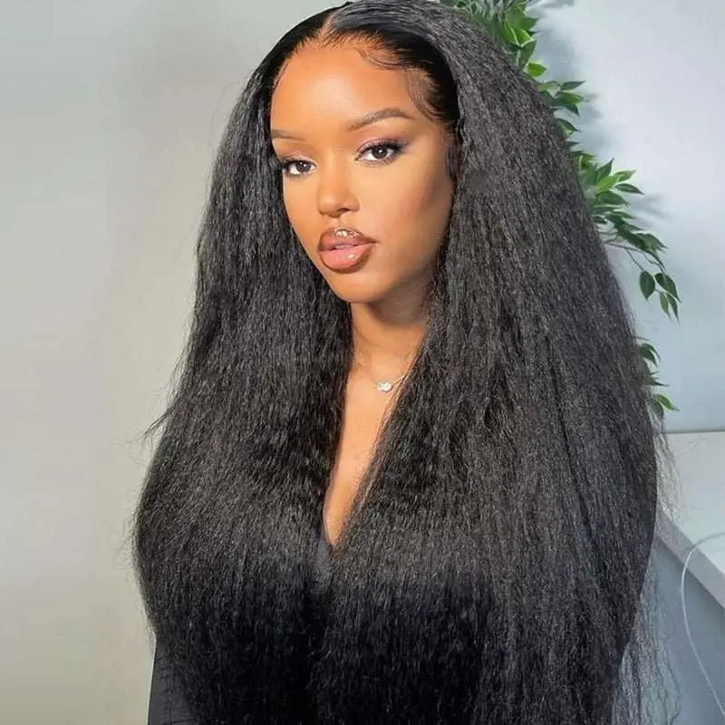 5x5 Transparent Lace Closure Yaki Straight Wigs Brazilian Virgin Human Hair - Doaburu Hair