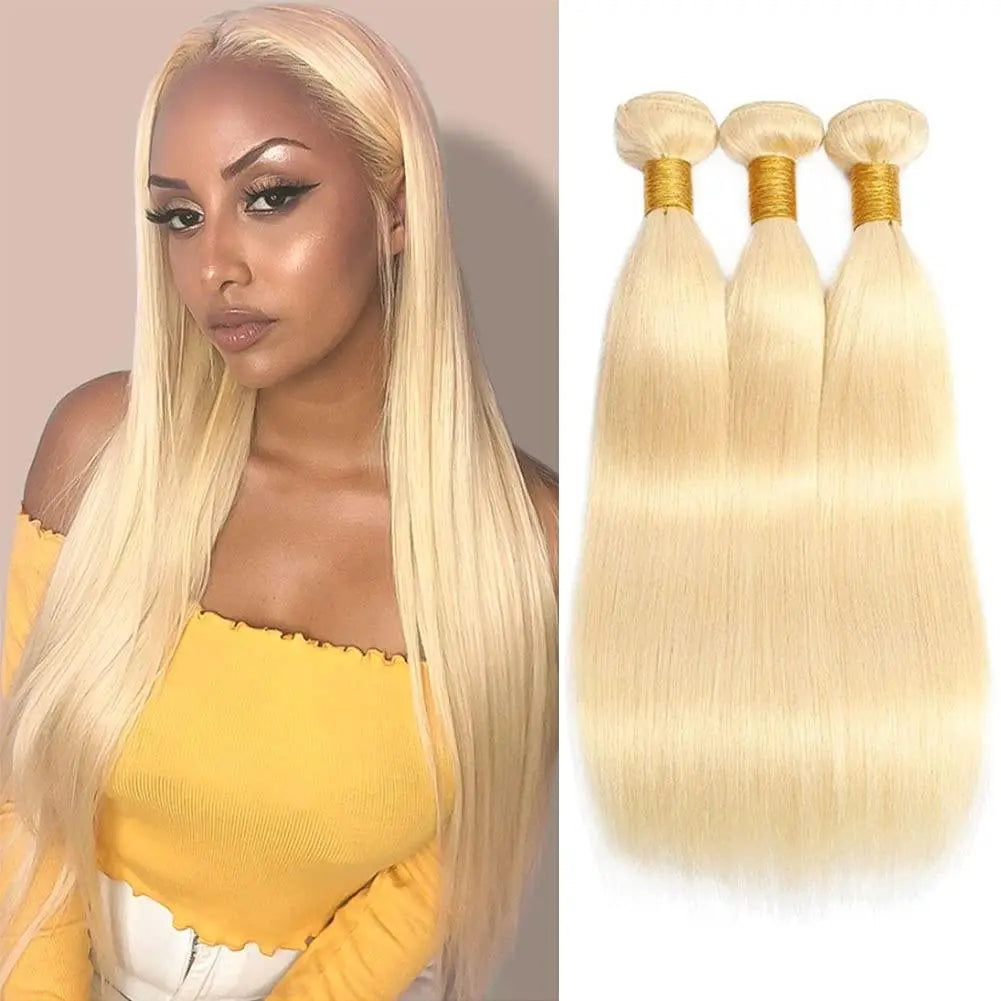 #613 Blonde Color 3 Bundles Straight Brazilian Virgin Hair - Doaburu Hair