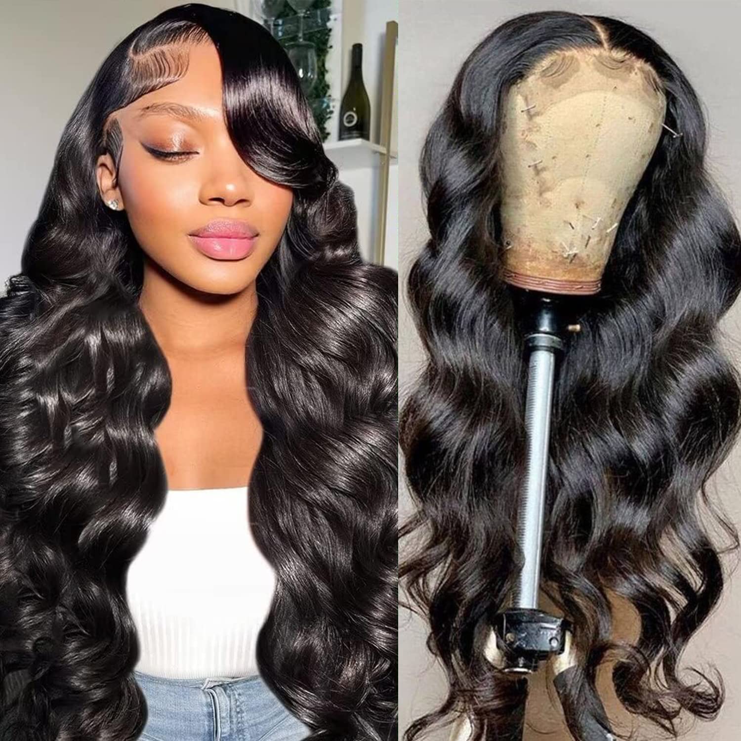 5x5 Lace Closure Transparent Lace Body Wave Wigs Virgin Human Hair