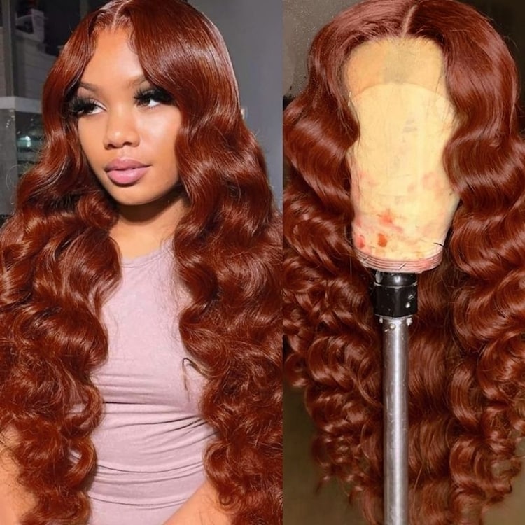 Copper Auburn Color Body Wave Bright Brown 13*4 Lace Frontal Wigs - Doaburu Hair