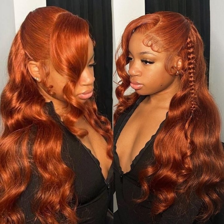 Copper Auburn Color Body Wave Bright Brown 13*4 Lace Frontal Wigs - Doaburu Hair