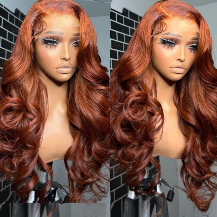 Copper Auburn Color Body Wave Bright Brown 13*4 Lace Frontal Wigs - Doaburu Hair