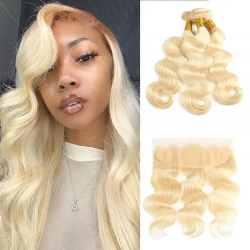 Blonde 613 Color 3 Bundles Body Wave Virgin Hair With 13*4 Lace Frontal - Doaburu Hair