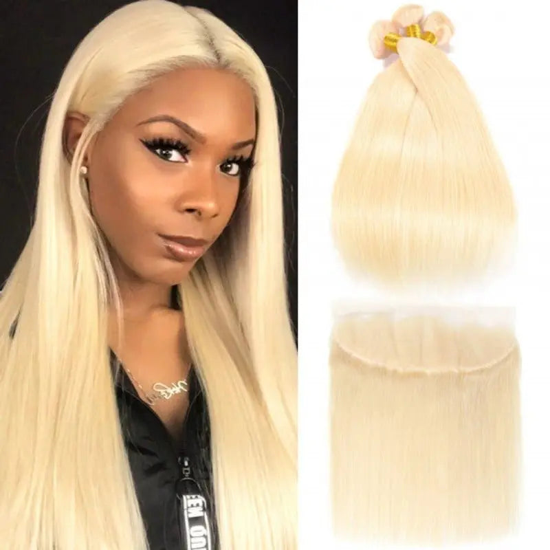 Blonde 613 Color 3 Bundles Straight Virgin Hair With 13*4 Lace Frontal - Doaburu Hair