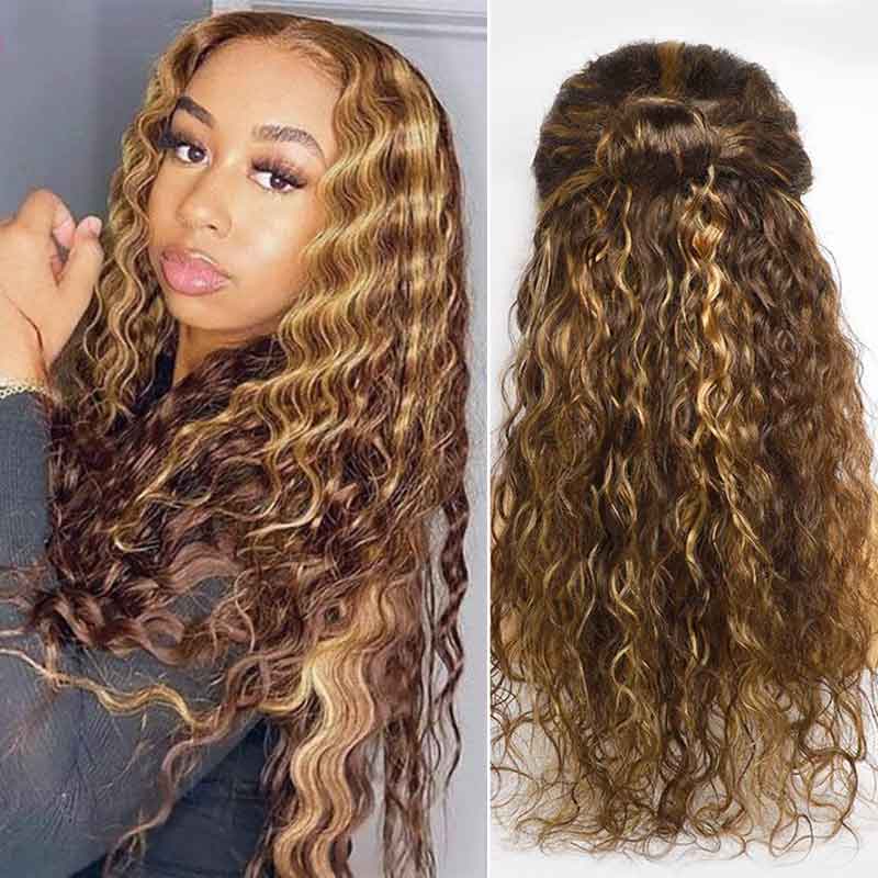 Piano Highlights Ombre Romantic Curly Wave 13*4 Lace Frontal Wig - Doaburu Hair