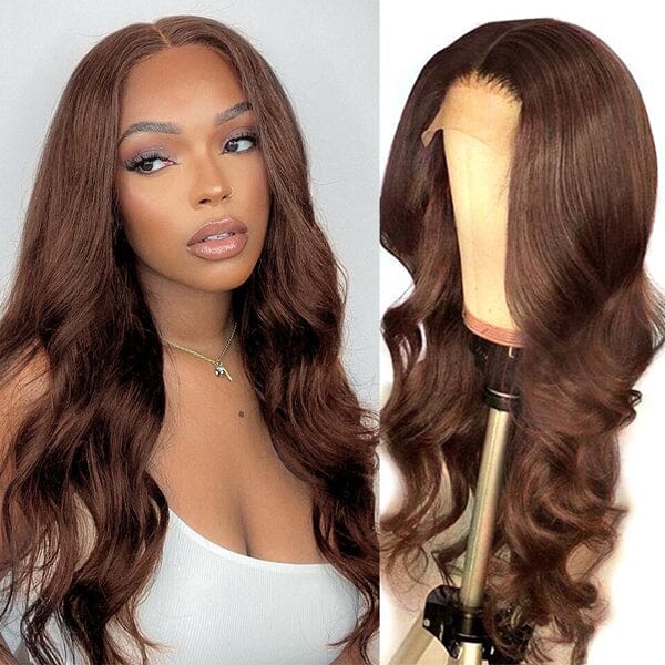 Body Wave 13x4 Lace Frontal Wigs #4 Chocolate Brown Color 4x4 Closure Wig - Doaburu Hair