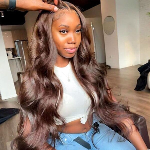 Body Wave 13x4 Lace Frontal Wigs #4 Chocolate Brown Color 4x4 Closure Wig - Doaburu Hair