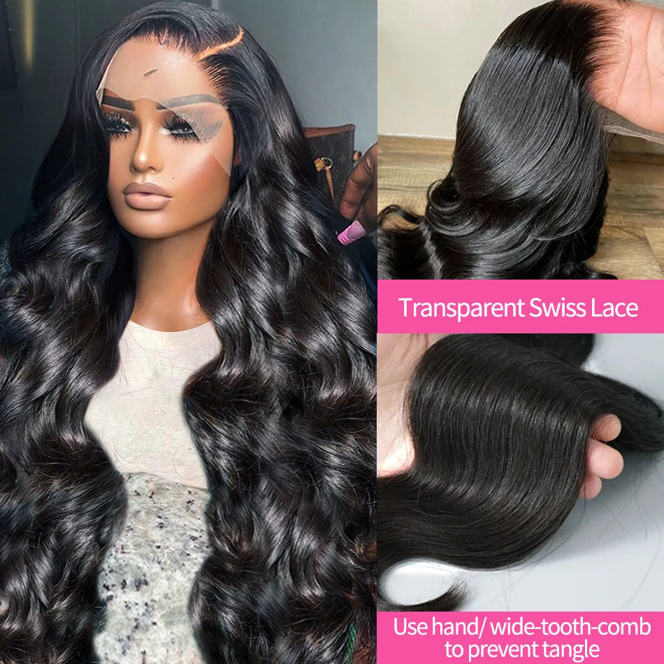 360 Lace Frontal Wig Body Wave Brazilian Virgin Hair Natural Black Pre-Plucked - Doaburu Hair