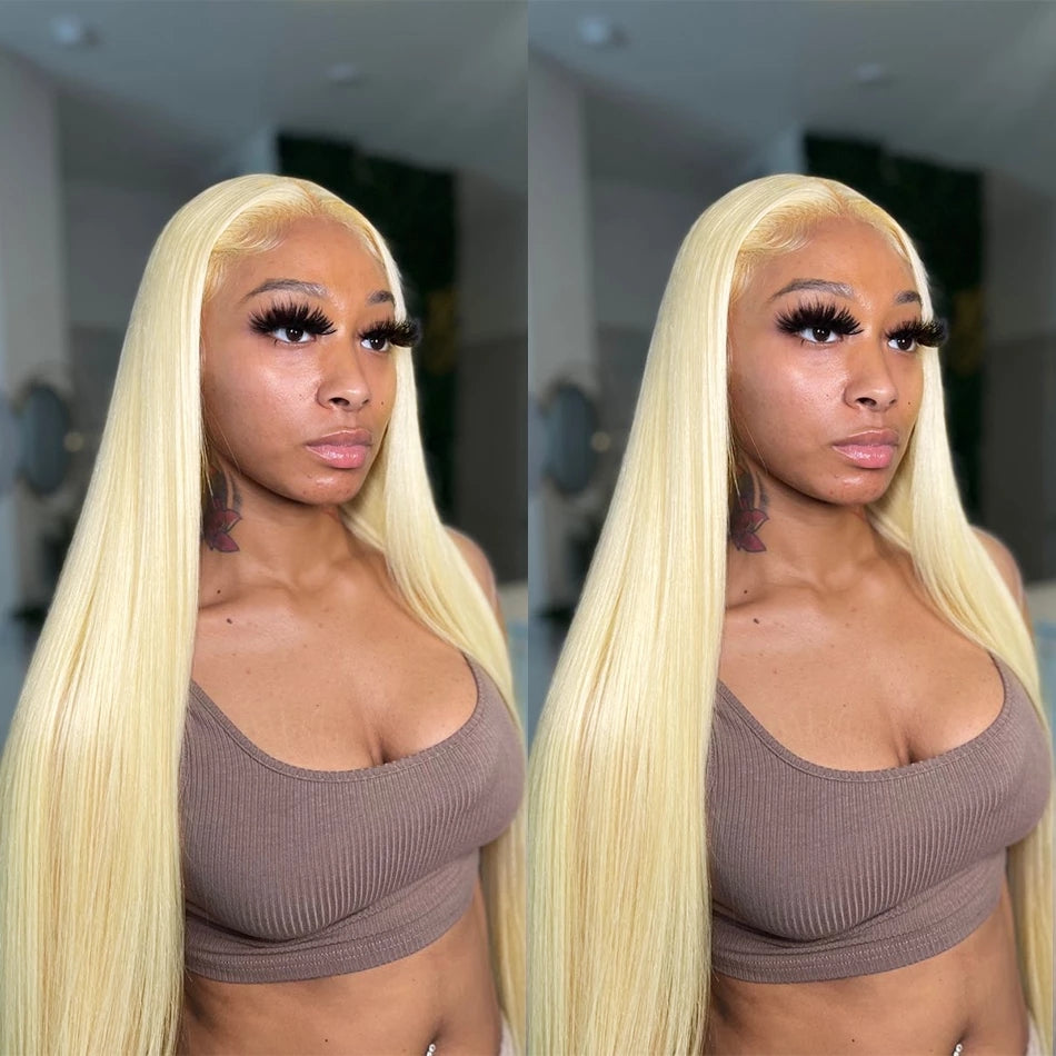 613 Blonde High-Density 4×4 HD Lace Closure Wig Straight Human Hair - Doaburu Hair