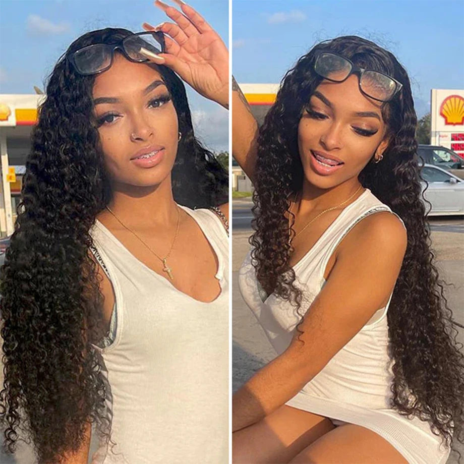 360 Lace Frontal Wig Kinky Curly Virgin Hair Natural Black Pre-Plucked - Doaburu Hair