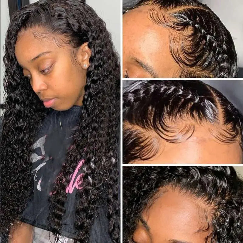 Full Lace Wig Deep Wave Virgin Hair Natural Black Pre-Plucked - Doaburu Hair