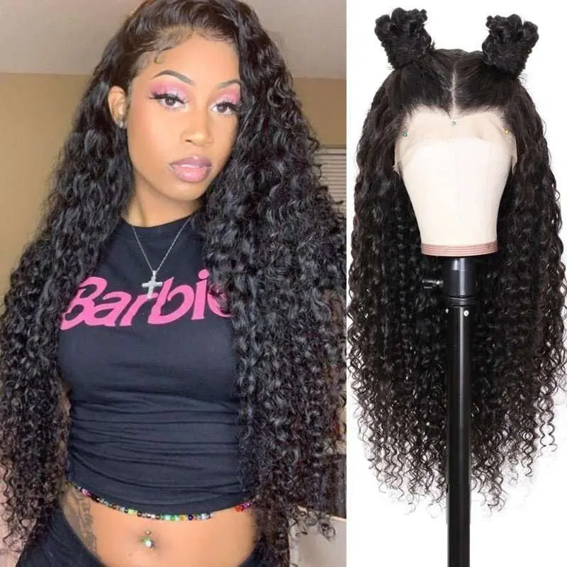 Full Lace Wig Deep Wave Virgin Hair Natural Black Pre-Plucked - Doaburu Hair