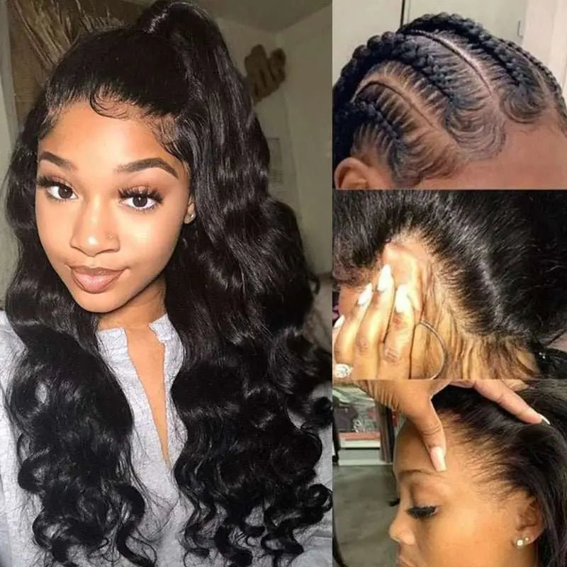 Full Lace Wig Loose Deep Wave Brazilian Virgin Hair Natural Black Pre-Plucked - Doaburu Hair