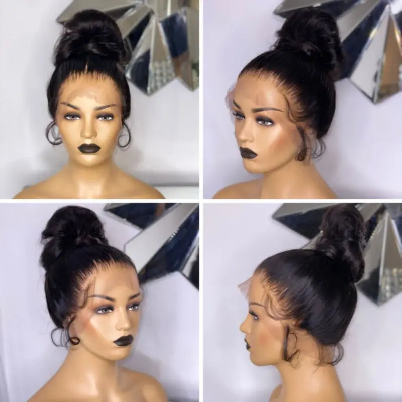 Full Lace Wig Straight Hair Brazilian Virgin Hair Natural Black Pre-Plucked - Doaburu Hair