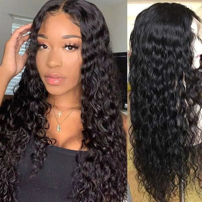 Full Lace Wig Water Wave Brazilian Virgin Hair Natural Black Pre-Plucked - Doaburu Hair