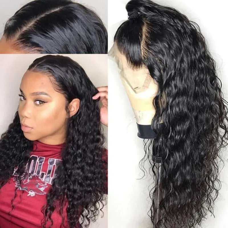 Full Lace Wig Water Wave Brazilian Virgin Hair Natural Black Pre-Plucked - Doaburu Hair