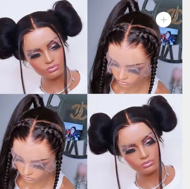 Full Lace Wig Yaki Straight Brazilian Virgin Hair Natural Black Pre-Plucked - Doaburu Hair