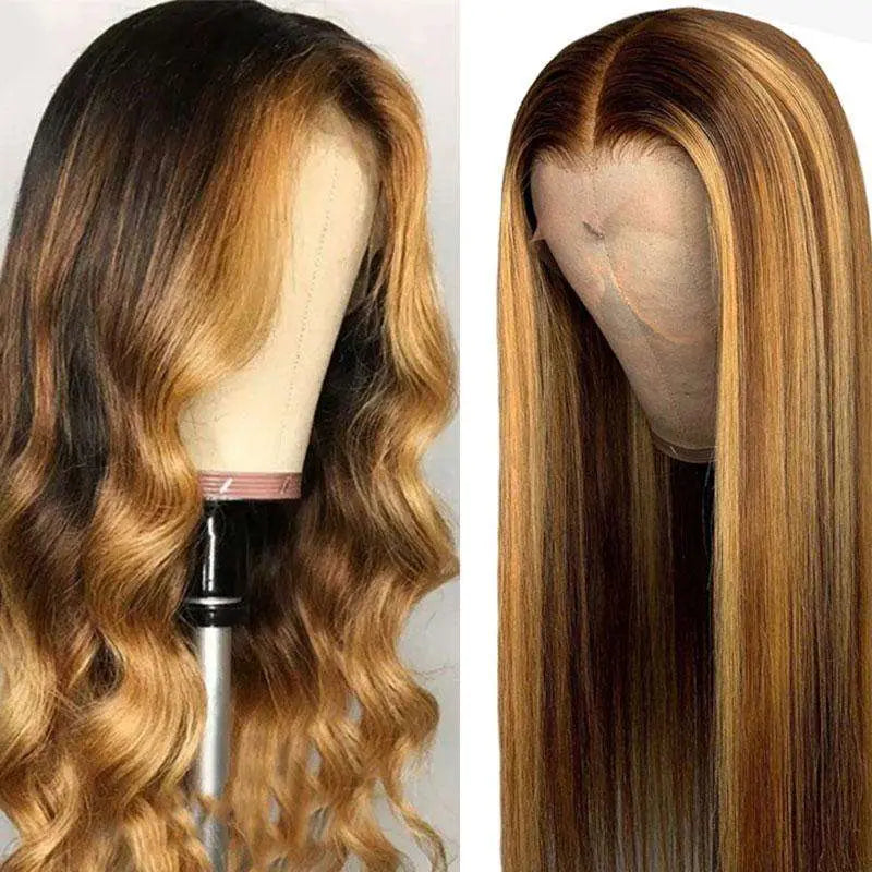 Goddess-like Honey Highlights Brown Body Wave 4x4 13*4 Lace Frontal Wig - Doaburu Hair