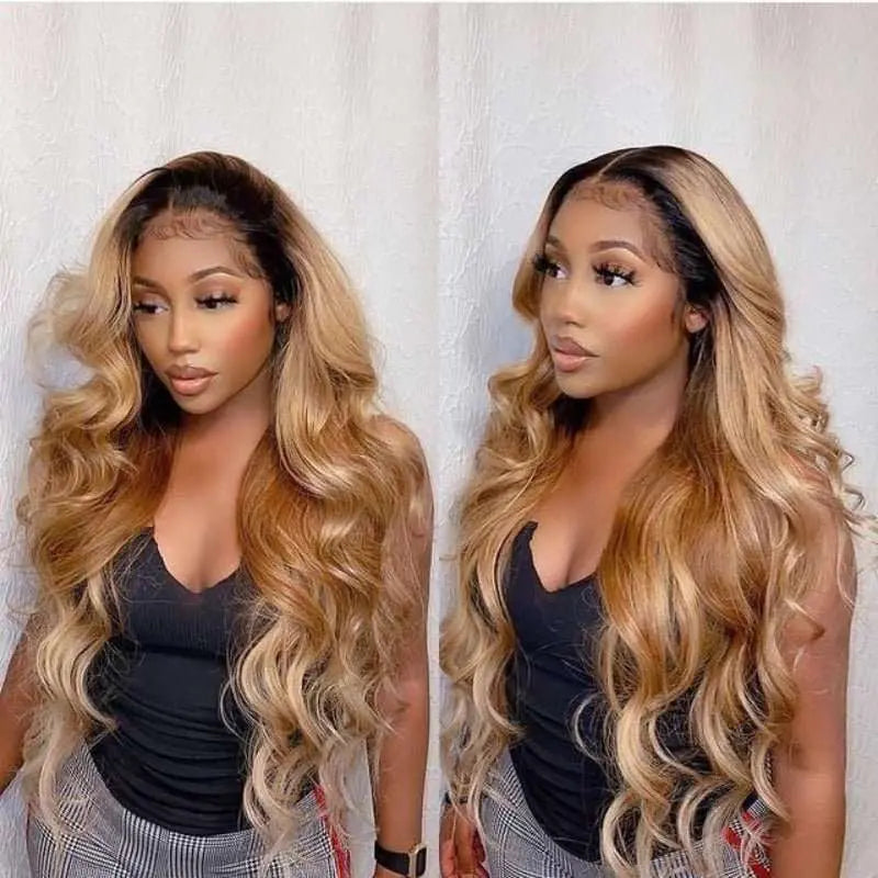 Kash Doll Style Honey Brown Ombre Loose Wave 4x4 13x4 Lace Frontal Wig - Doaburu Hair