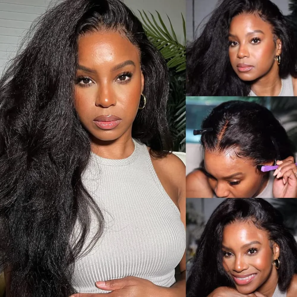 360 Lace Frontal Wig Yaki Straight Brazilian Virgin Hair Natural Black Pre-Plucked - Doaburu Hair