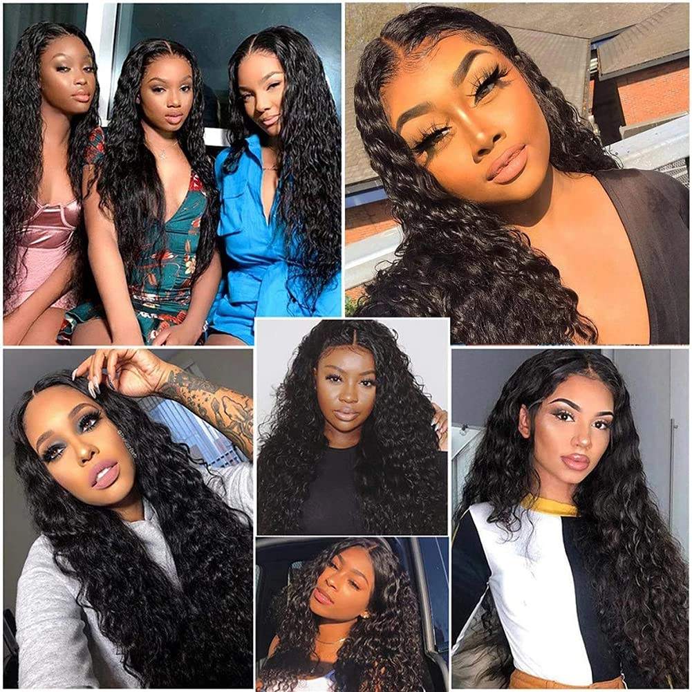 13x6 Transparent Lace Frontal Water Wave Wigs Natural Black - Doaburu Hair