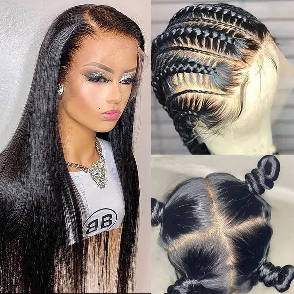 360 Lace Frontal Wig Brazilian Virgin Hair Natural Black Pre-Plucked - Doaburu Hair