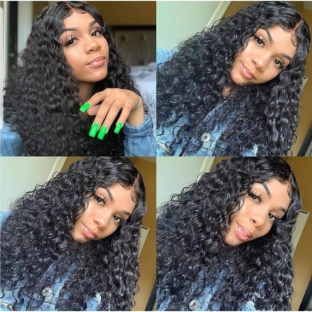 13x6 Transparent Lace Frontal Water Wave Wigs Natural Black - Doaburu Hair