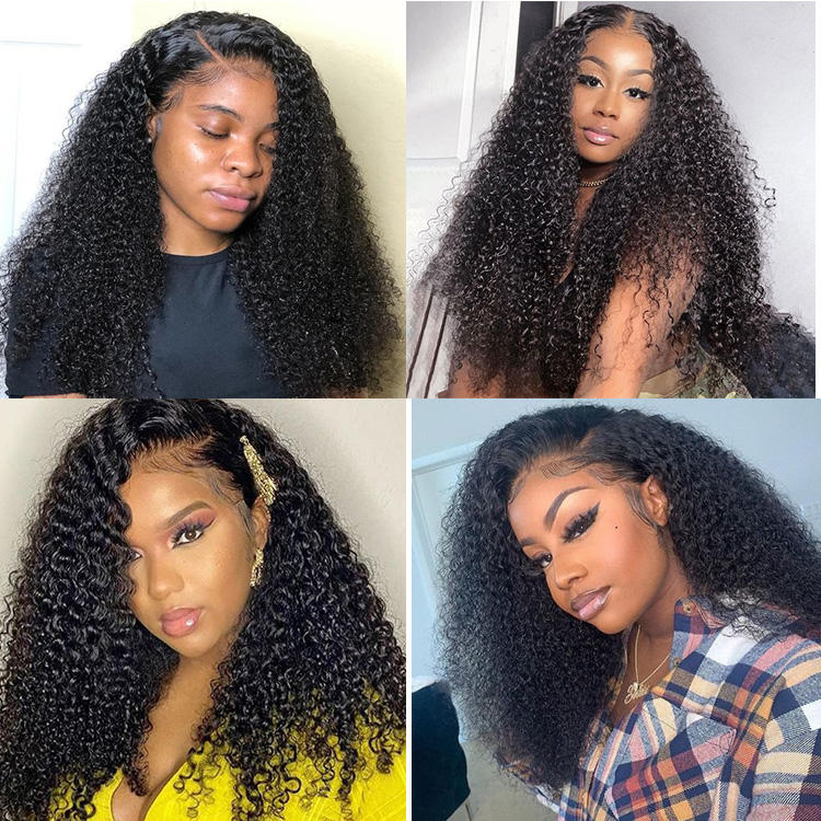 Tangle-Free 13x4 Transparent Lace Frontal Kinky Curly Wigs Virgin Human Hair - Doaburu Hair