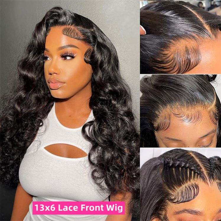 13x6 Transparent Lace Frontal Body Wave Wigs Natural Black - Doaburu Hair