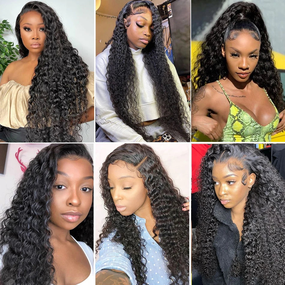 360 Lace Frontal Wig Water Wave Virgin Hair Natural Black Pre-Plucked - Doaburu Hair