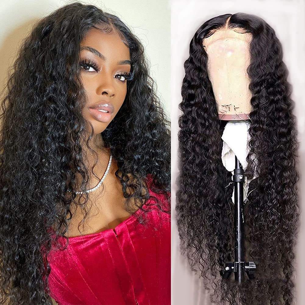 13x6 Transparent Lace Frontal Water Wave Wigs Natural Black - Doaburu Hair