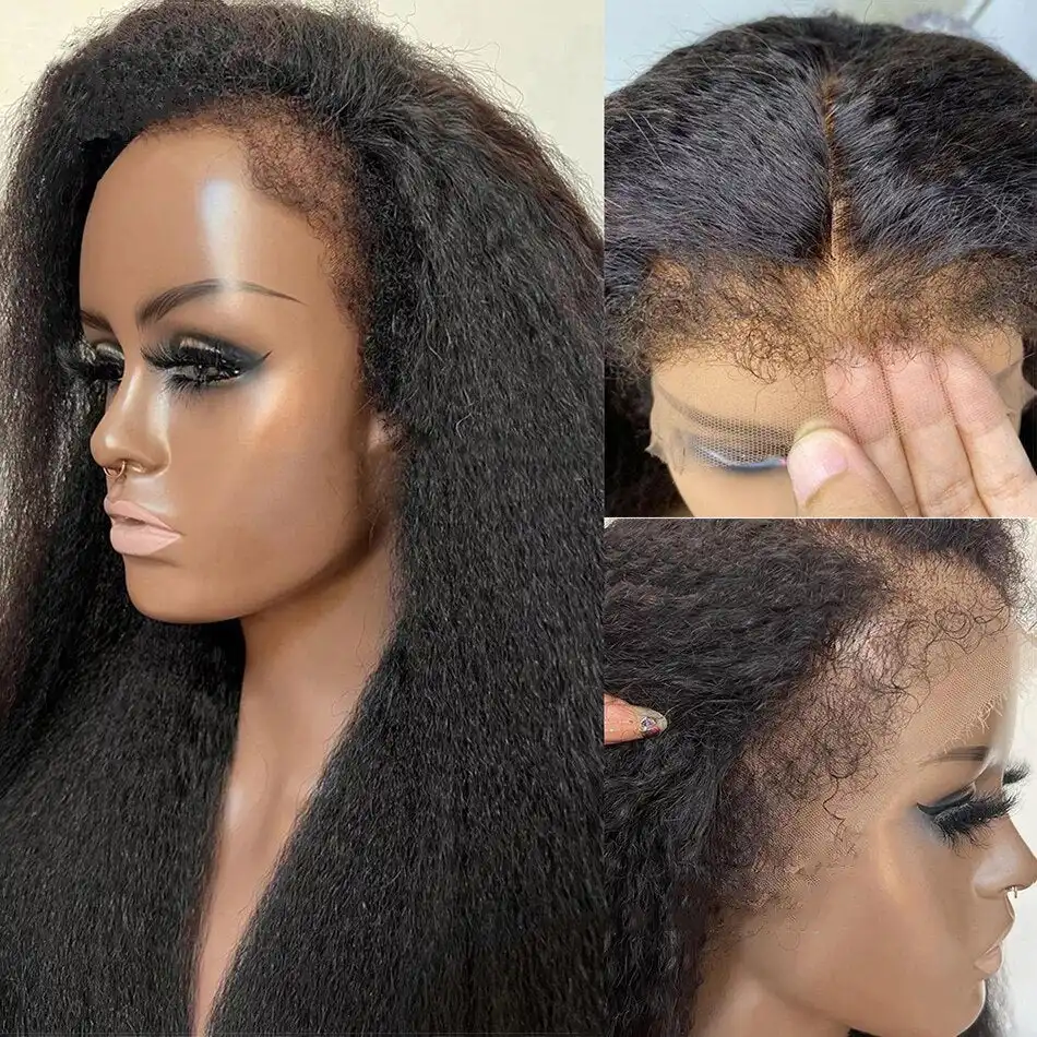 360 Lace Frontal Wig Yaki Straight Brazilian Virgin Hair Natural Black Pre-Plucked - Doaburu Hair