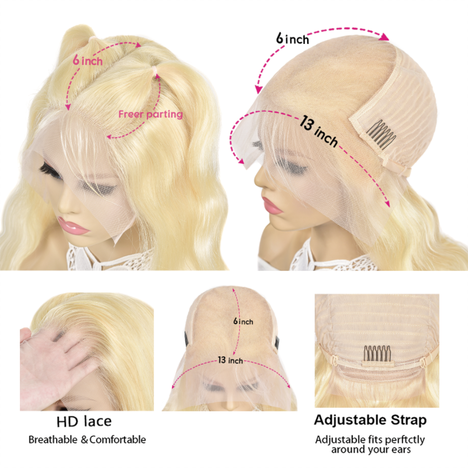 613 Blonde Hair Color Body Wave 13x6 HD Lace Frontal Wigs Human Hair - Doaburu Hair