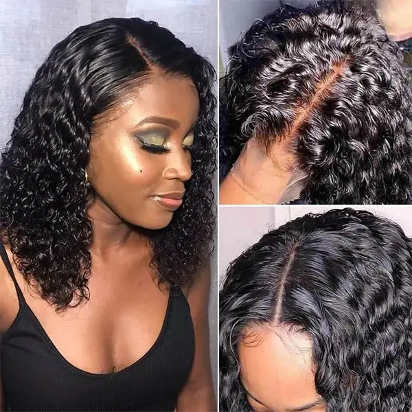 Middle Part 4*4 Lace Closure Bob Deep Wave Wigs - Doaburu Hair