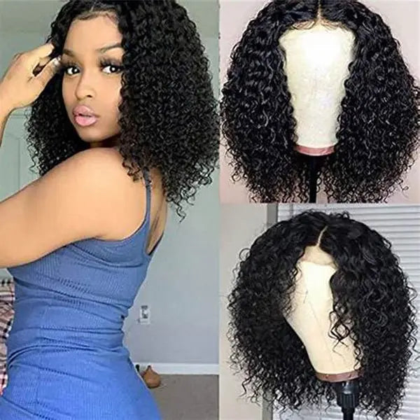 Middle Part 4*4 Lace Closure Bob Kinky Curly Wigs 250% Density - Doaburu Hair