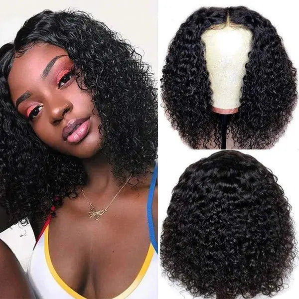 Middle Part 4*4 Lace Closure Bob Water Wave Wigs - Doaburu Hair